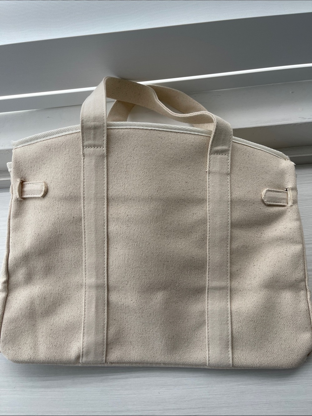 Canvas Tote Bag in Cream with Gold Hardware - Picture 6 of 10